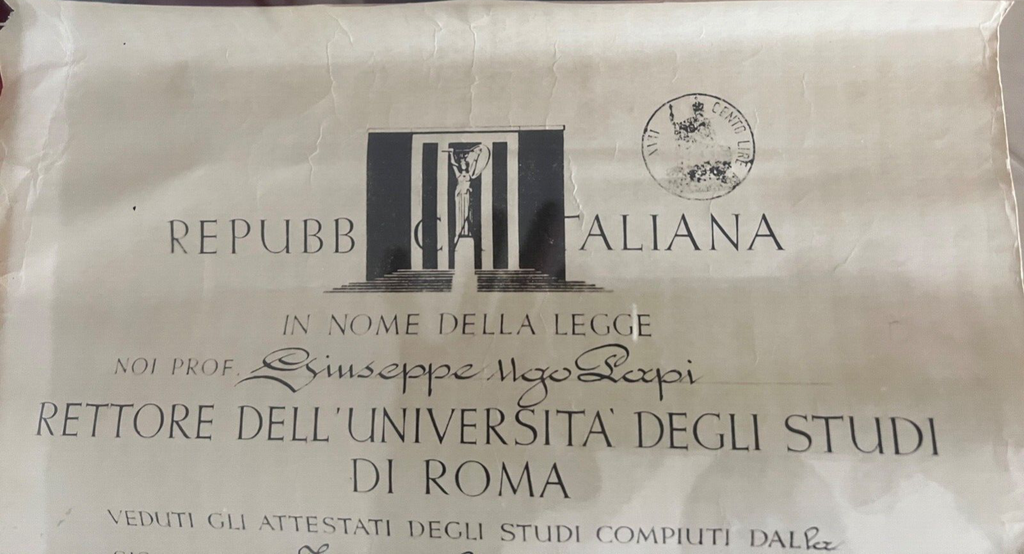 🔴 Laurea REPUBBLICA ITALIANA dottore in GIURISPRUDENZA Roma del 1959 ORIGINALE