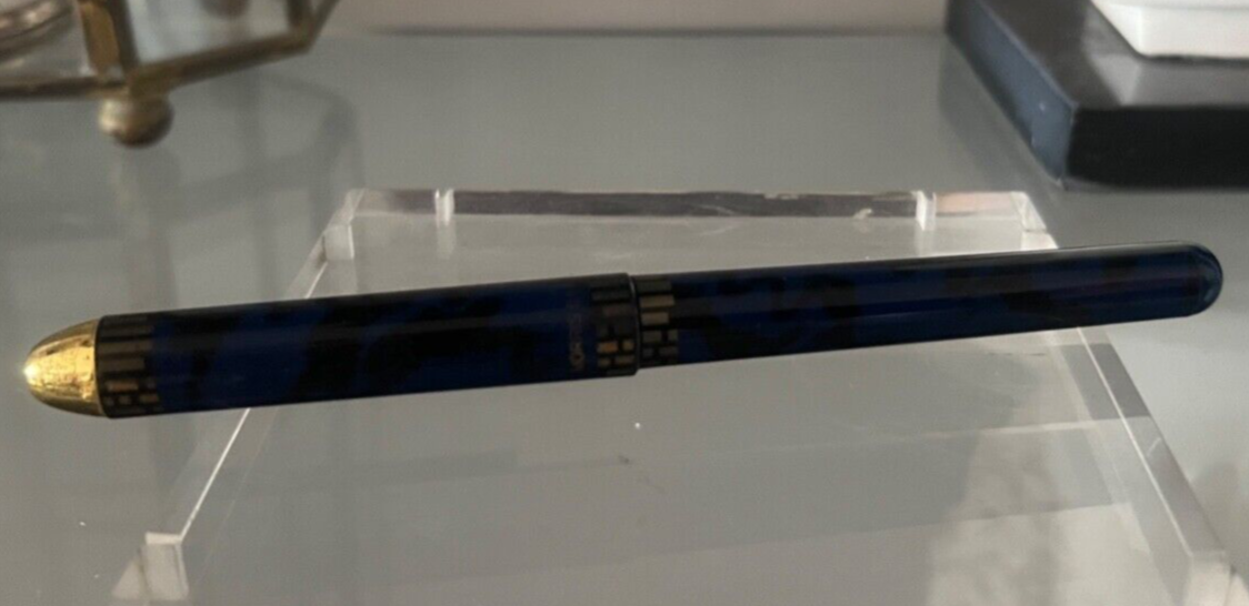 🔴 MORRIS penna sfera roller pen Korea blu dorata scrive perfettamente vintage