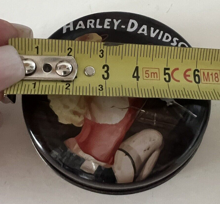 🔴 HARLEY DAVIDSON scatola di latta con PIN UP,porta oggetti L 6,4 cm, vintage