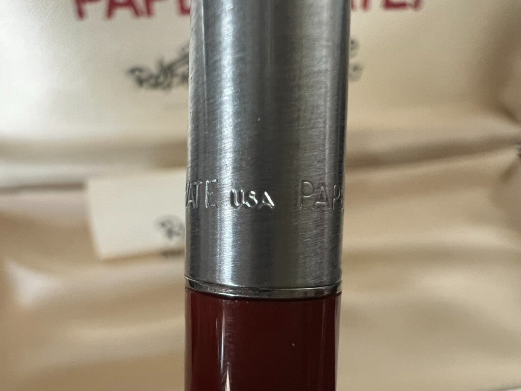 🔴 PAPERMATE penna sfera Replay cromata rossa scrive con scatola vintage