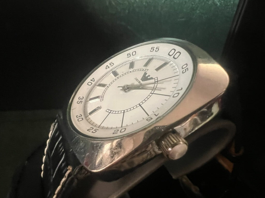 Emporio Armani Men's Watch Quartz Steel Square Case And Warranty