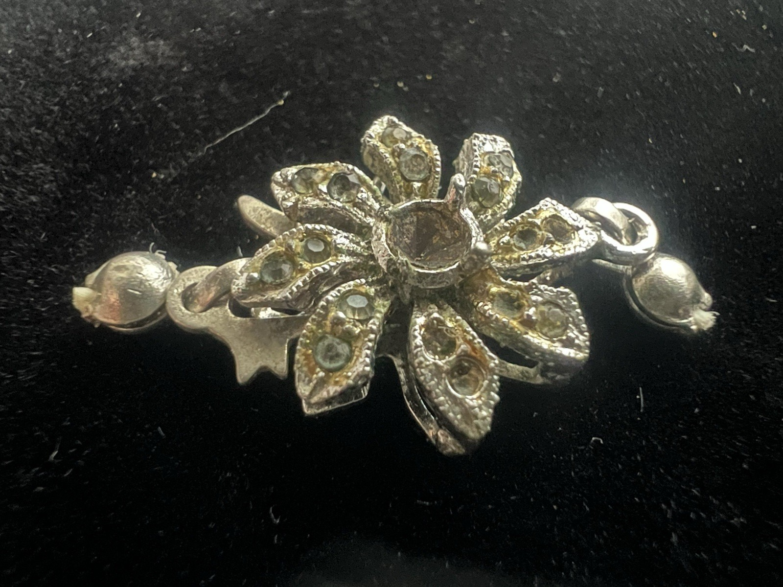 Silber 800 Verschluß Halskette Haken 1 Draht mit Steinen Vintage