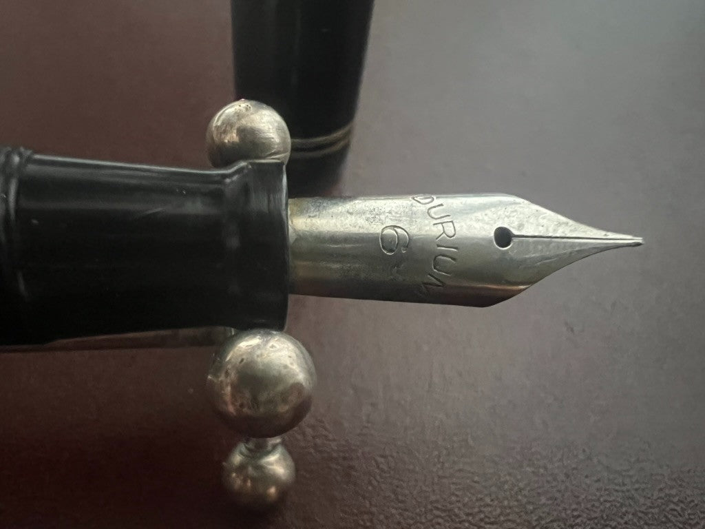 🔴 Penna stilografica celluloide nera pulsante di fondo italiana vintage