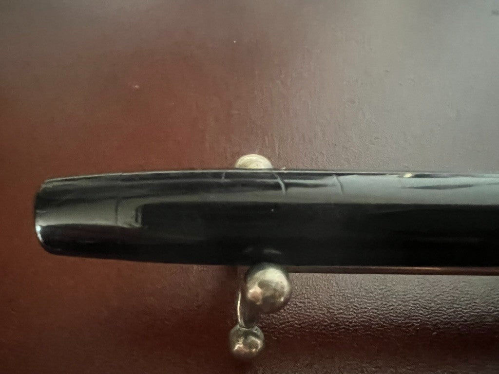 🔴 Penna stilografica celluloide nera pulsante di fondo italiana vintage