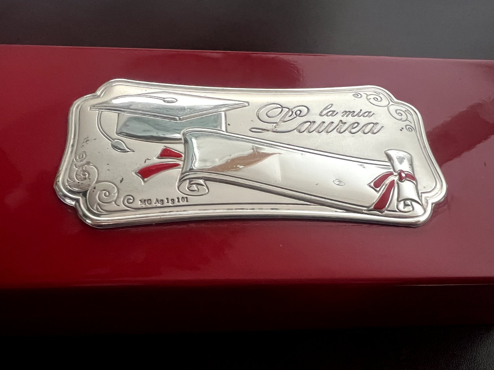 Box Stift Füllfederhalter Kugel Silber 925 Holz Rot Im Feld Laurea