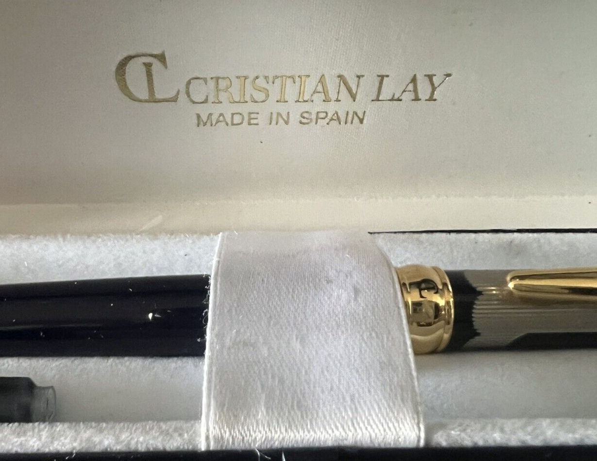 🔴 CRISTIAN LAY penna stilografica spagnola blu iridium point profili laminati