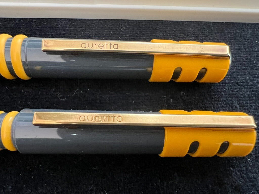 Auretta Pen Fountain Pen By Aurora Club Grey Yellow And Sphere Vintage B
