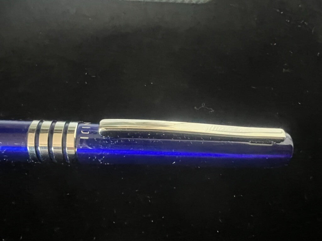 Niji Stylo-Plume Sphère Bleu Transparent Profiles Chrome Écrit Avec Trousse 