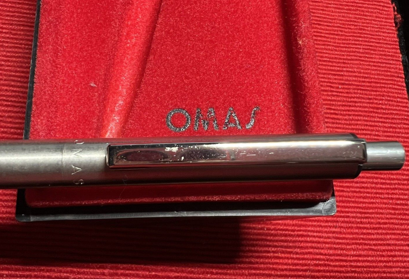 Grand-Mère Stylo-Plume Sphère Chrome Métal Bouton Automatique Écrit Italie Cru