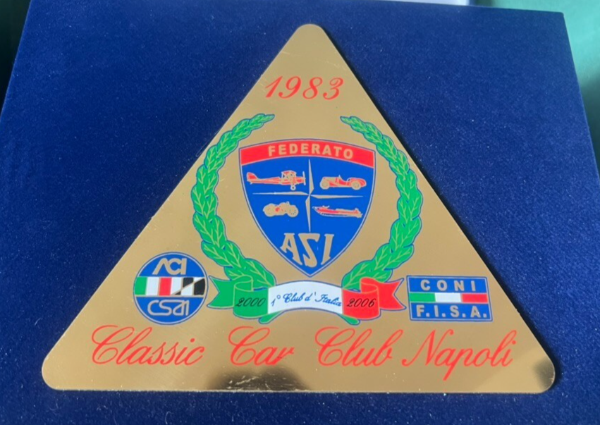 Sia Auto Moto Car Club Napoli Federato Platte Plakette Metall Zapfen 1983 Blau 