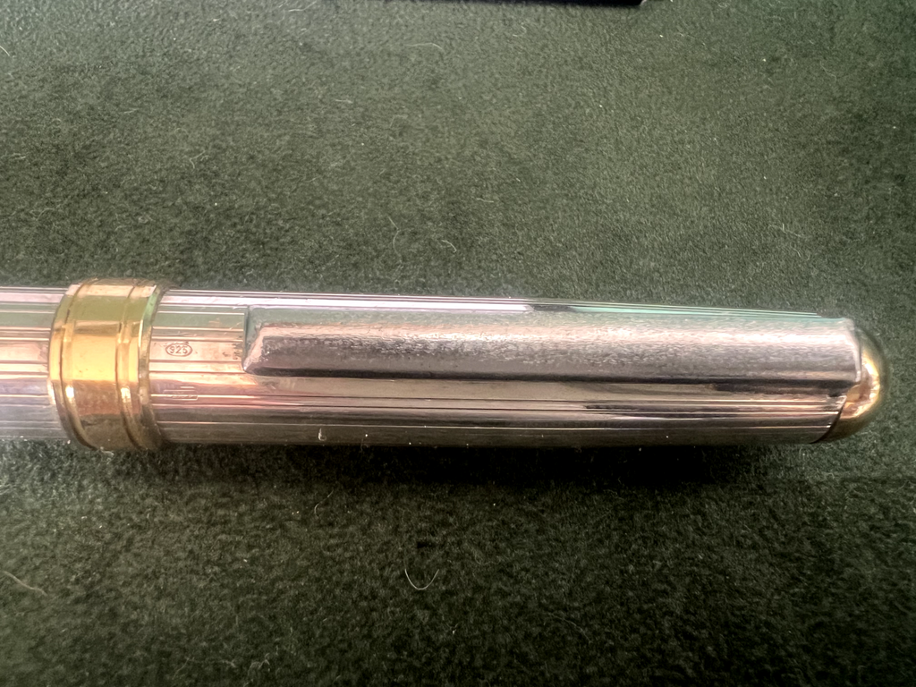 🔴 Penna stilografica ARGENTO 925 a cartuccia pennino Iridium M forte peso