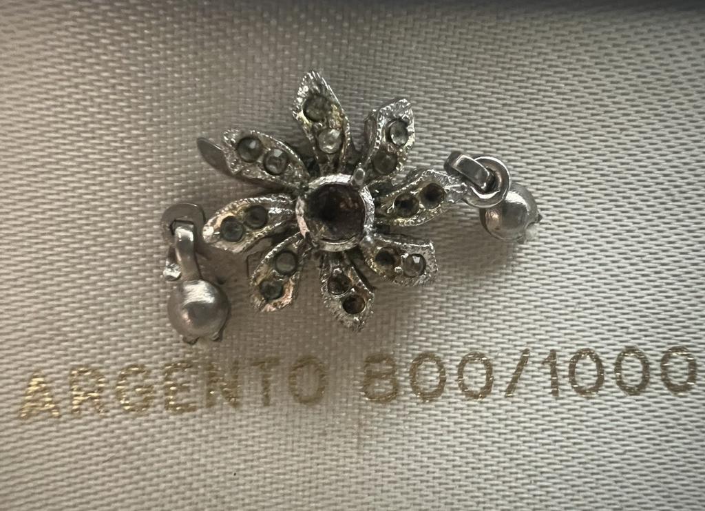 🔴 ARGENTO 800 chiusura collana gancio 1 filo con pietre vintage