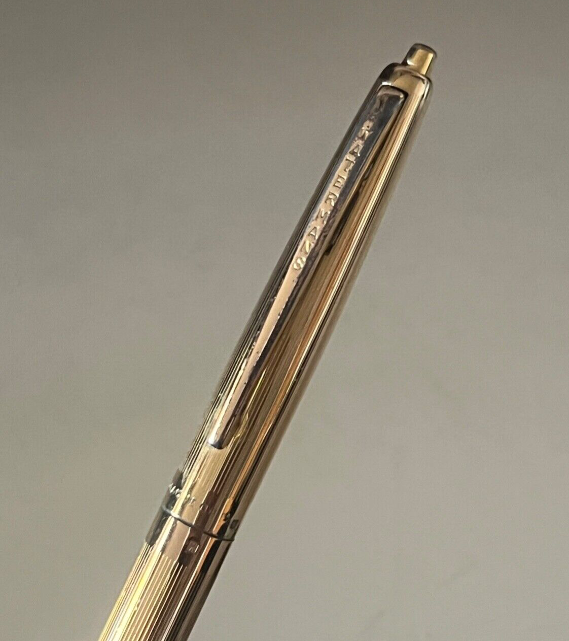 🔴 WATERMAN'S penna sfera PLACCATA ORO millerighe a pulsante vintage