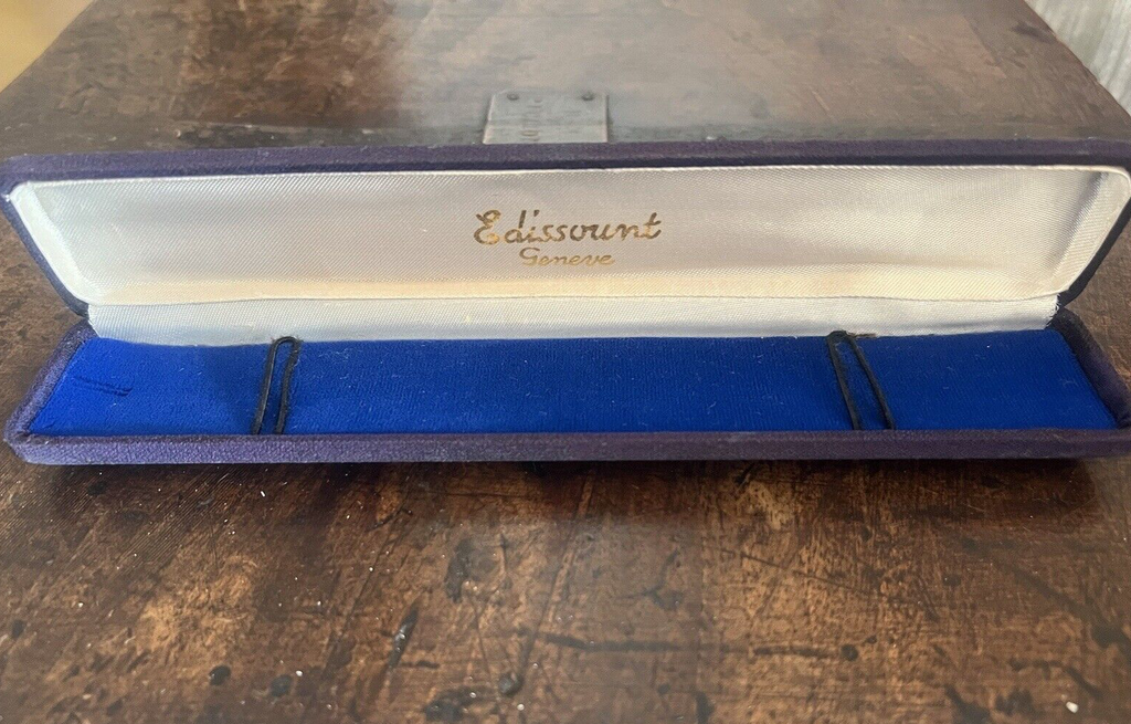 🔴 EDISSOUNT box Swiss men's watch case box blue vintage