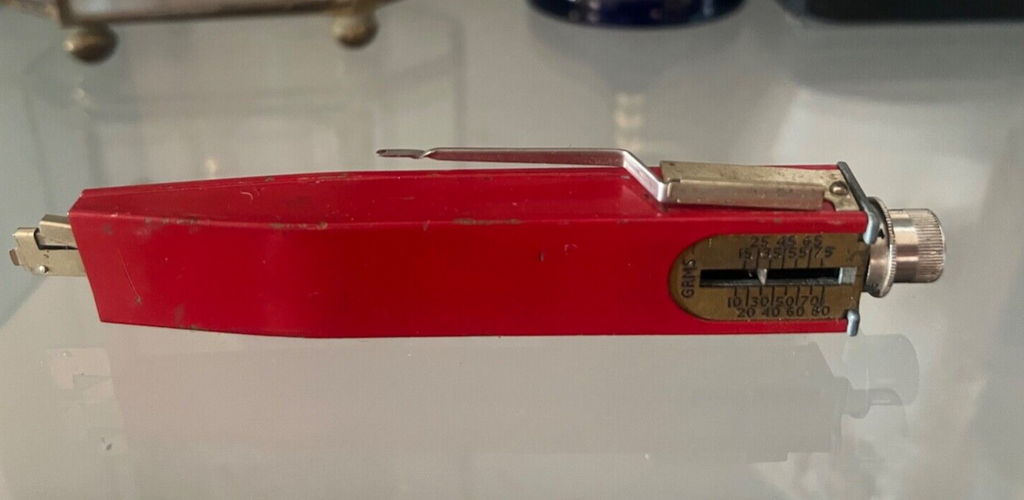 🔴 GRMS-Waage, rote Waage, mit Vintage-Holzbox 