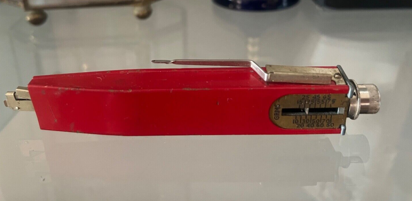 🔴 GRMS-Waage, rote Waage, mit Vintage-Holzbox 