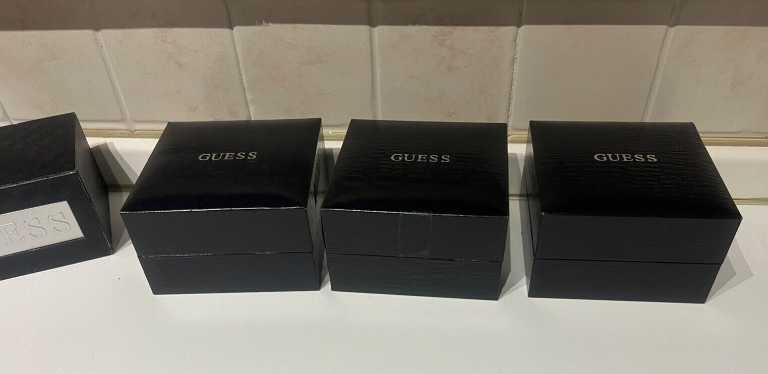 GUESS Boîtes Montre De Cuir Artificiel 4 Pcs Noir Sans Coussins