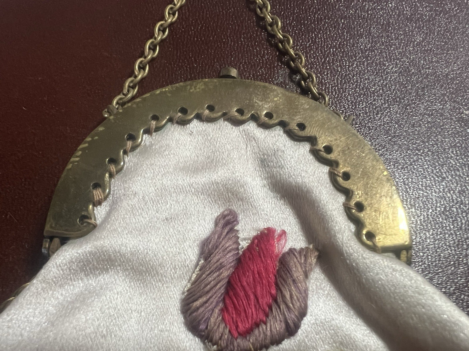 🔴 Portafoglio borsellino donna ricamato mano Farina NA vintage Belle Époque