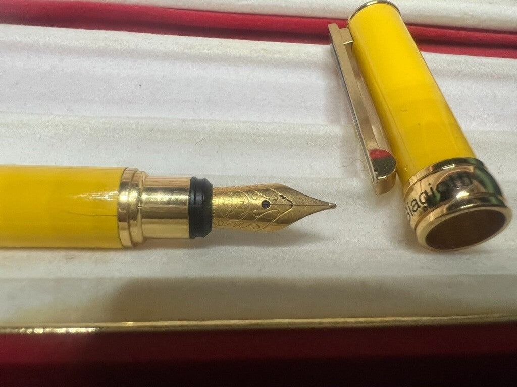 Laura Biagiotti Stylo-Plume Stylo à Plume Laque Jaune Iridium 6 Nouvelle