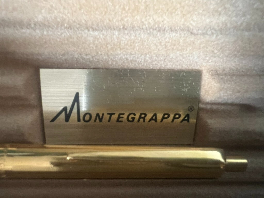 🔴 MONTEGRAPPA penna sfera placcata oro pulsante a scatto scrive