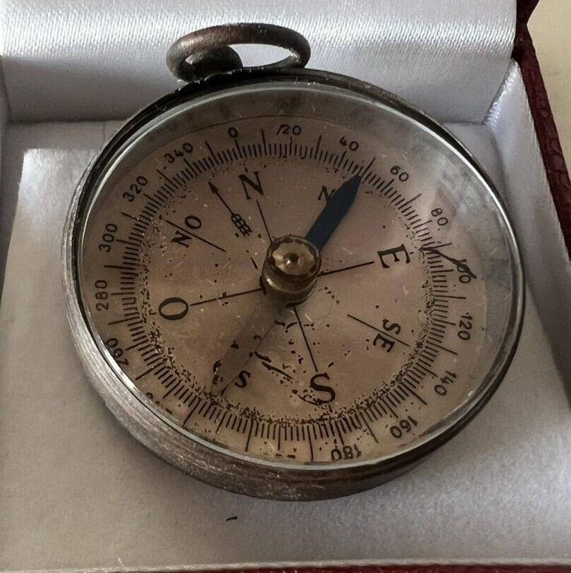 🔴 BUSSOLA gancio tipo orologio tasca ottone quadrante champagne vintage