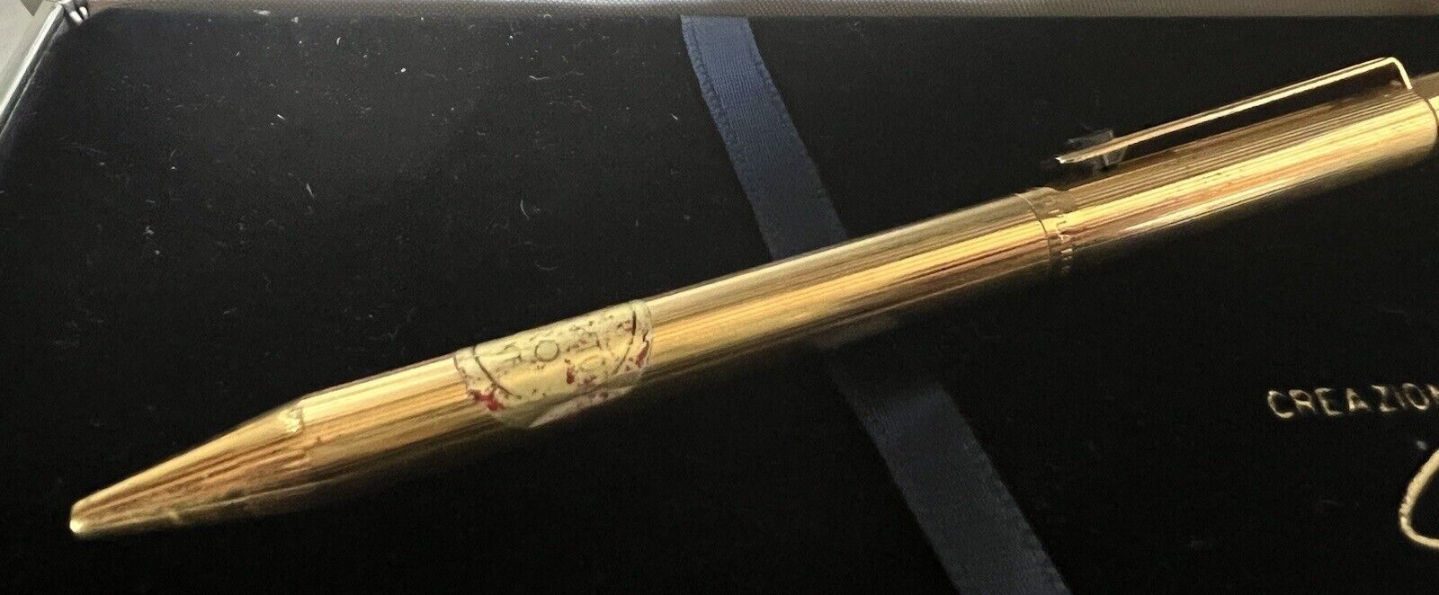 🔴 MORRIS penna sfera placcata oro 18 KT con piccoli segni erosione vintage