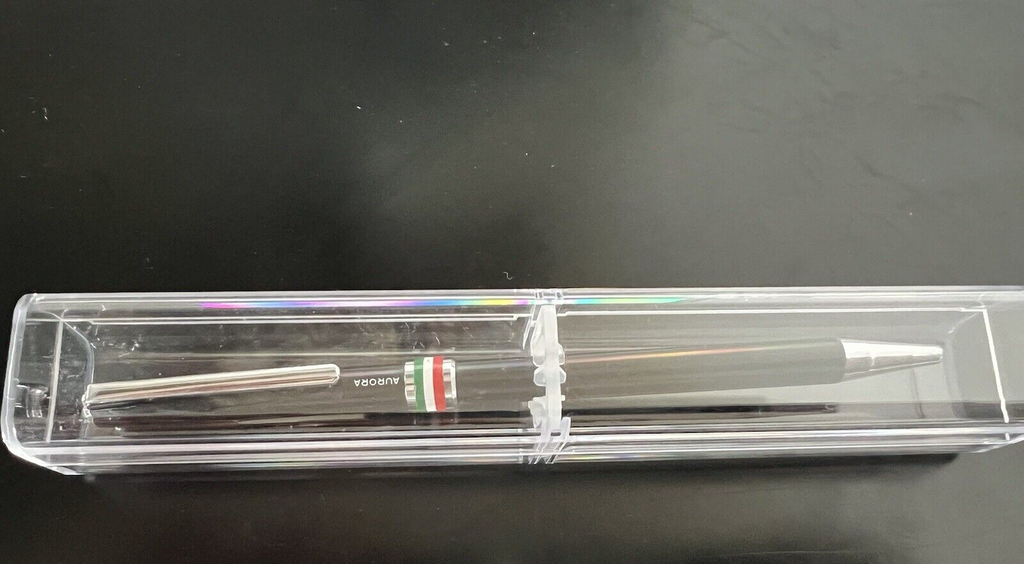 Aurora Stylo-Plume Sphère Marco Polo Laque Noire Italie Drapeau Écrit 