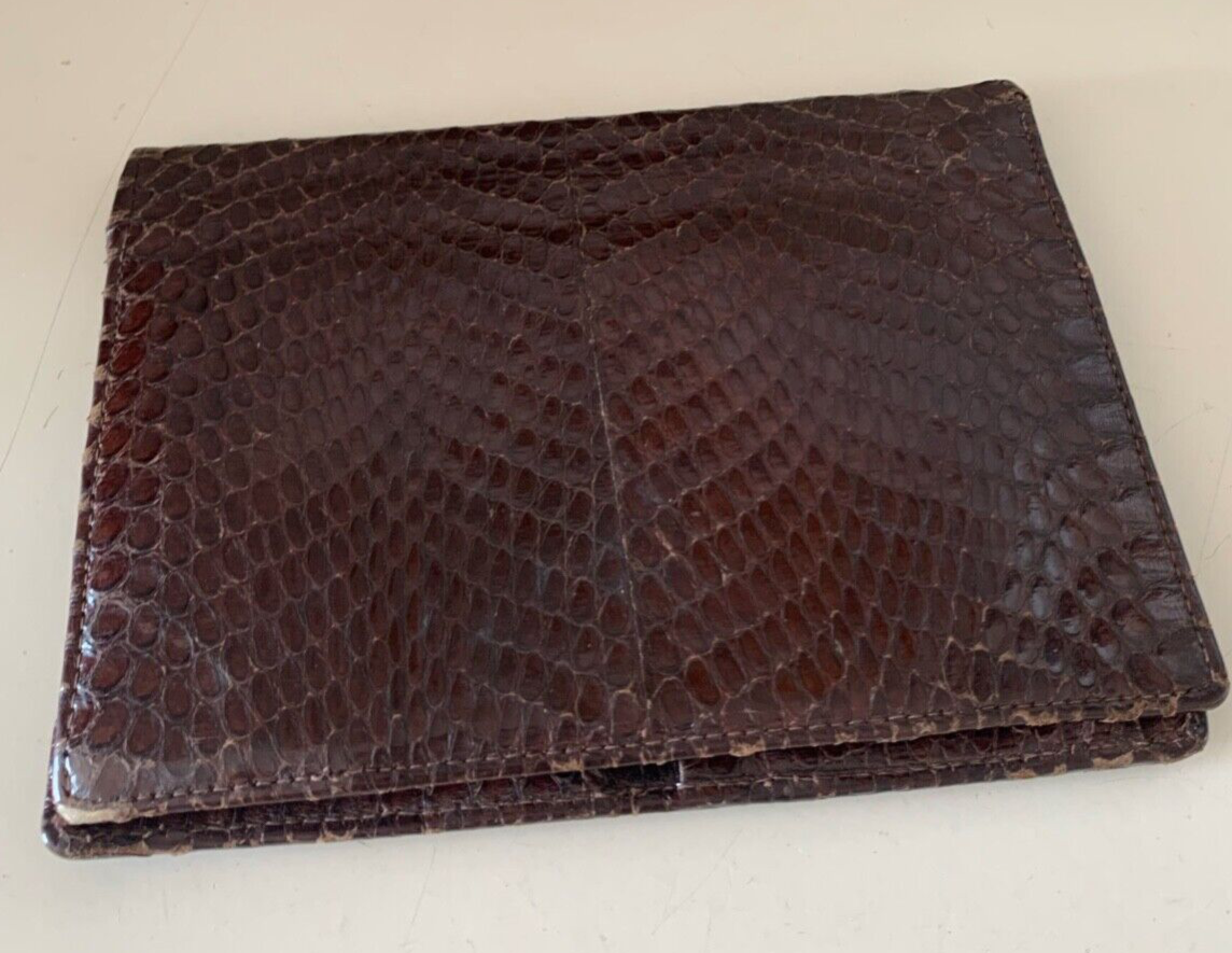 Portefeuille Cuir Homme Serpent Artisanal Avec Amène Vérifie Vintage 