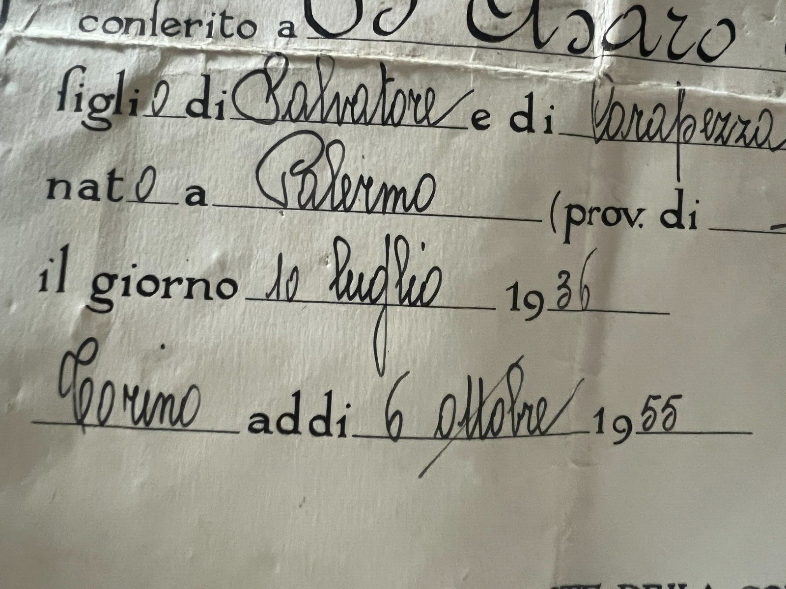 Graduation Diploma Classic Italian With Stamp Stamps Votes 6 October 1955 