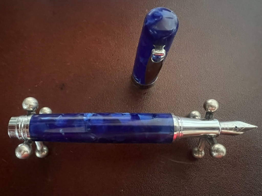 🔴 NIJI penna stilografica e sfera BLU RESINA IRIDESCENTE scrivono con astuccio