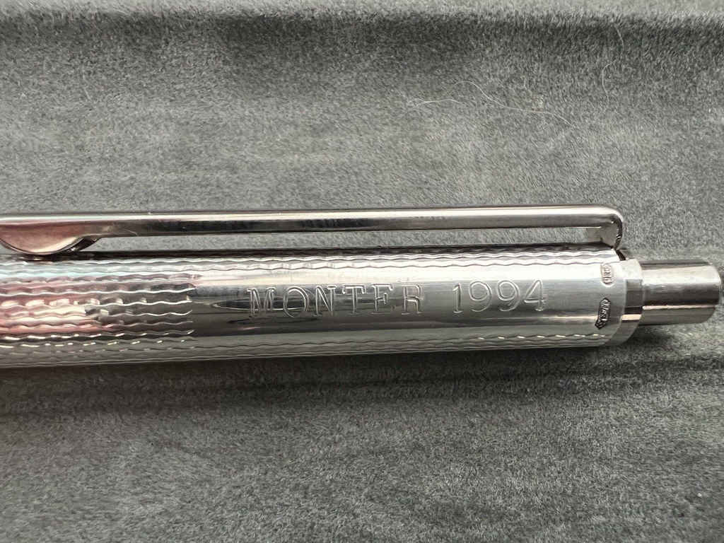 🔴 VILLE D'ARGENT penna sfera ARGENTO 925 cesellata guillocchè onde MONTER 1994