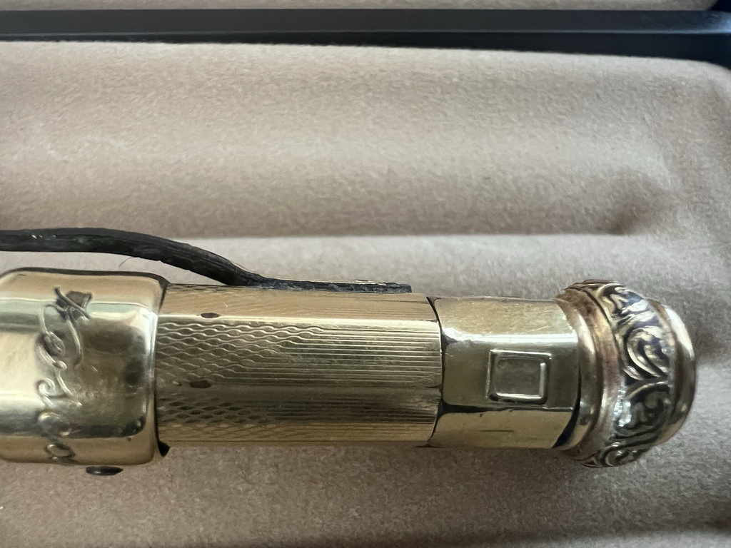 🔴 KOSCA mechanical pencil guilloche 18k gold plated antique pencil early 1900s 