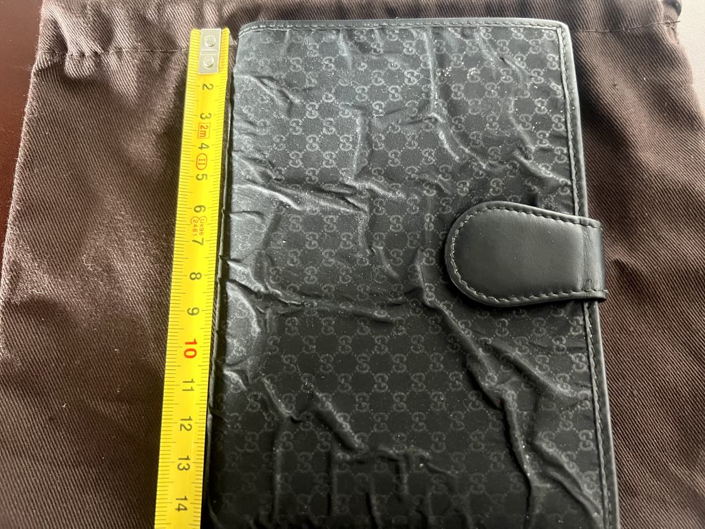 🔴 GUCCI portafoglio donna tessuto pelle nera tasca banconote ORIGINALE vintage