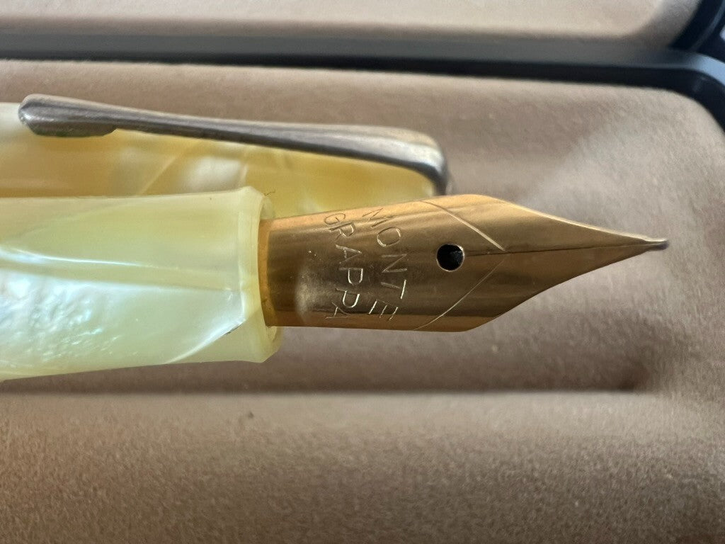 🔴 MONTEGRAPPA penna stilografica celluloide effetto madreperla scrive vintage
