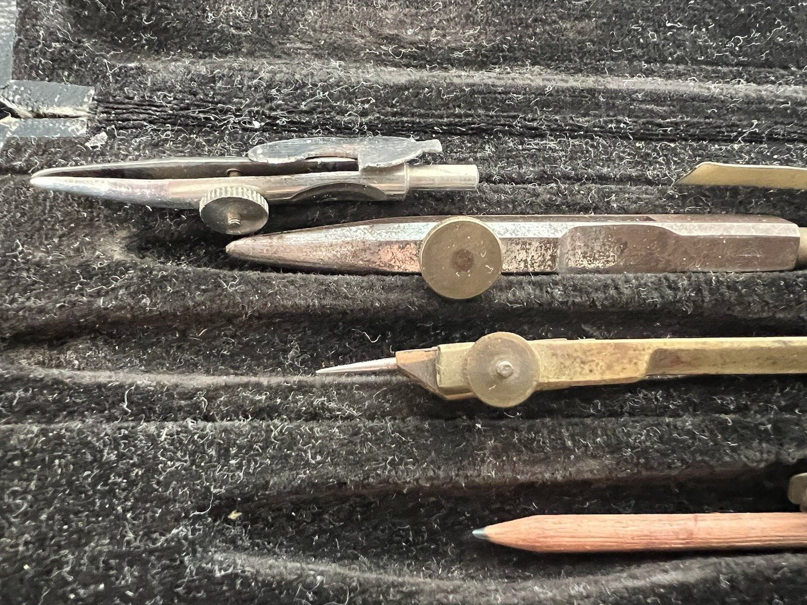 🔴 COMPASSI MILANO disegno tecnico ottone scatola velluto legno pelle VINTAGE