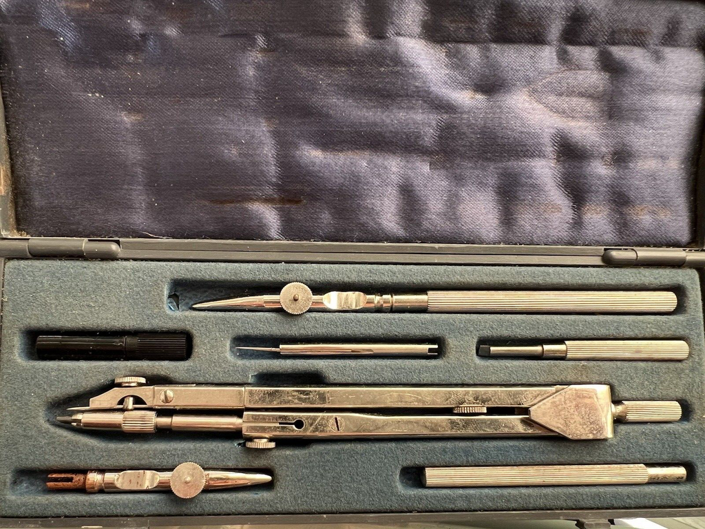 Evr Compas Extra 2per Dessin Technique with la Boîte Ensemble Vintage 