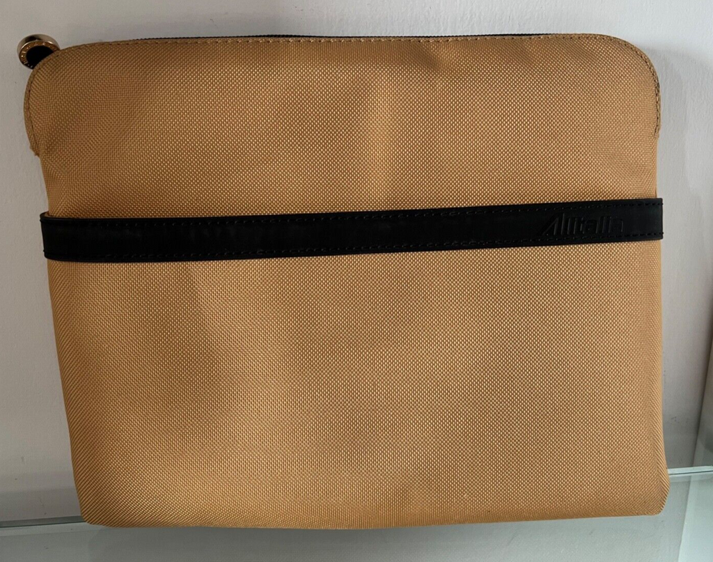 🔴 BULGARI pochette Alitalia porta IPAD organizer viaggio tessuto champagne L26