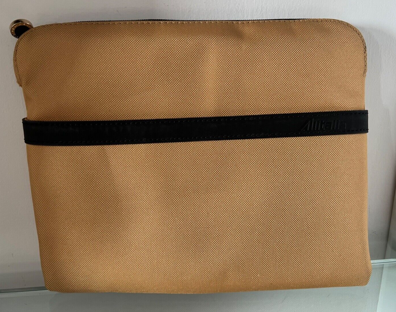 🔴 BULGARI pochette Alitalia porta IPAD organizer viaggio tessuto champagne L26