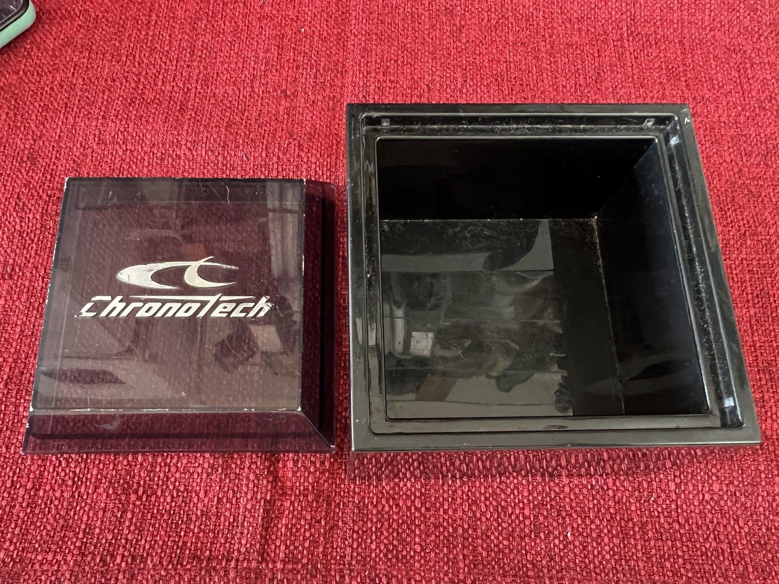 Chronotech Uhrenbox aus Kunststoff, schwarz, Vintage 