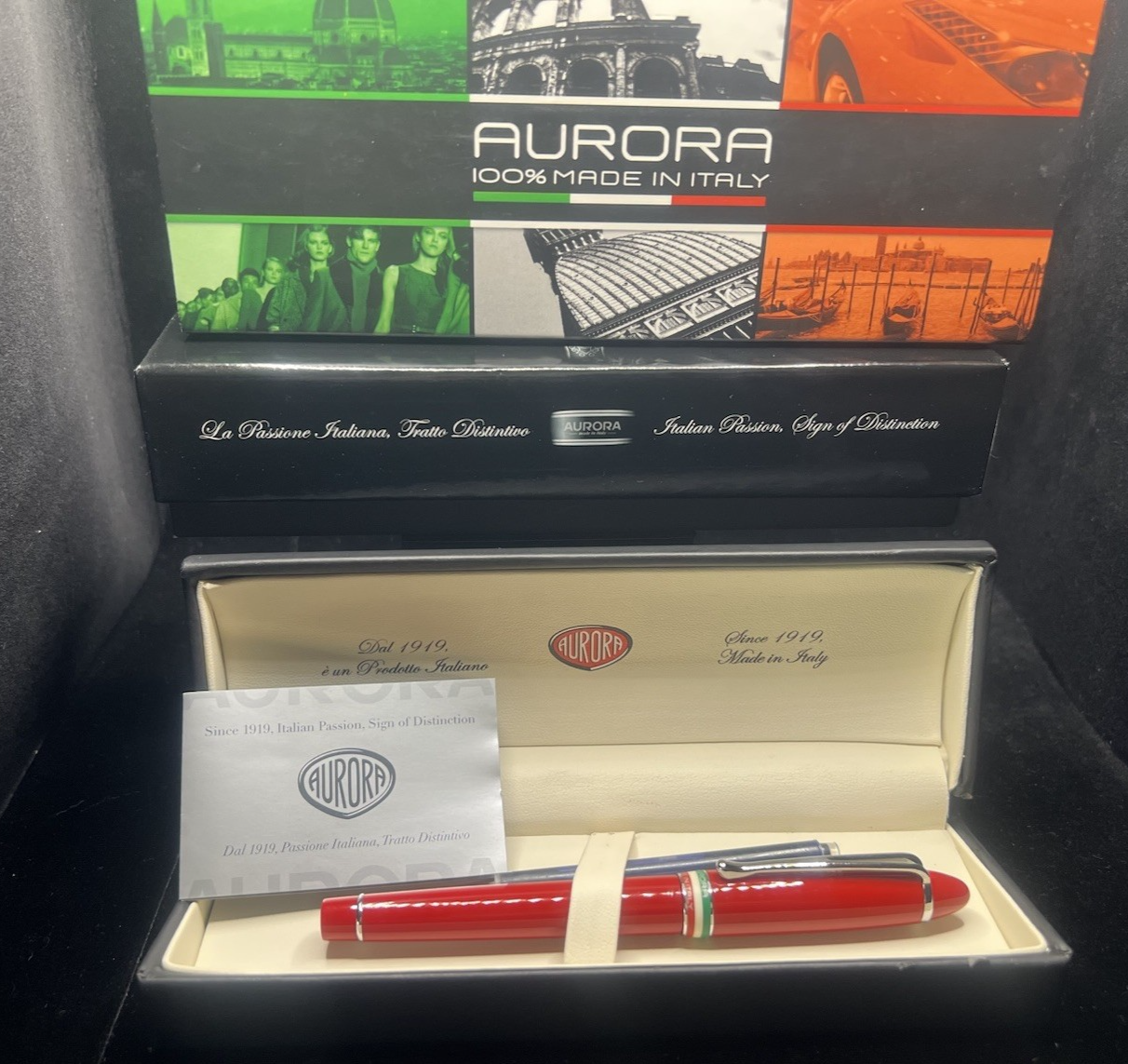 Stylo Plume AURORA Ipsilon Tricolore Anniversaire Unité Italie M Neuf NOS