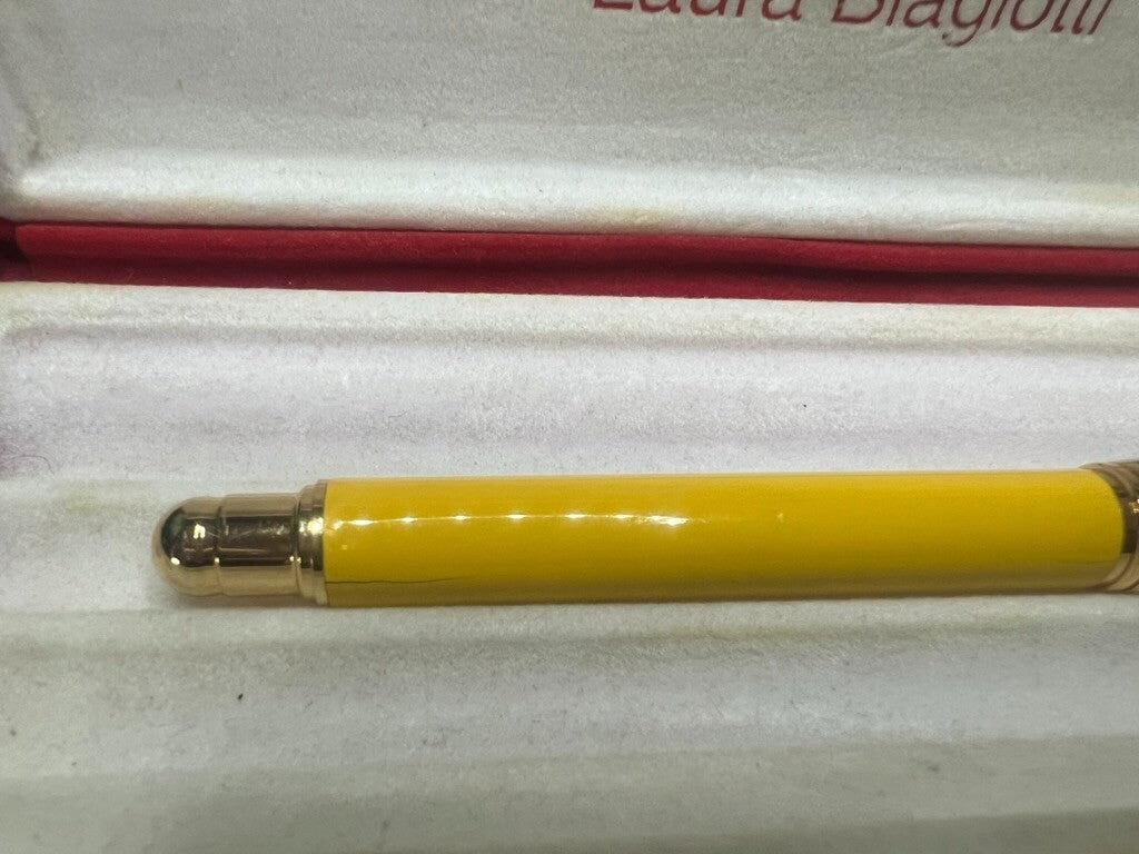 Laura Biagiotti Stylo-Plume Stylo à Plume Laque Jaune Iridium 6 Nouvelle