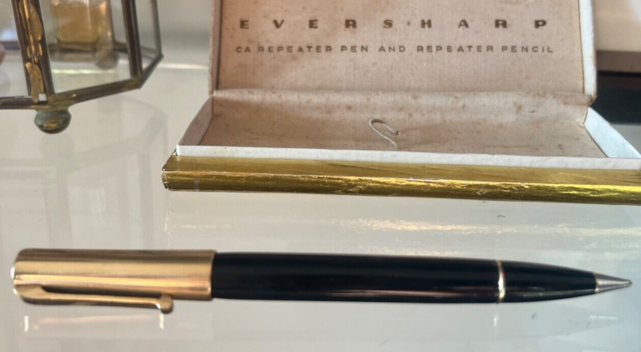 🔴 EVERSHARP penna sfera cappuccio laminato oro con scatola RARA VINTAGE