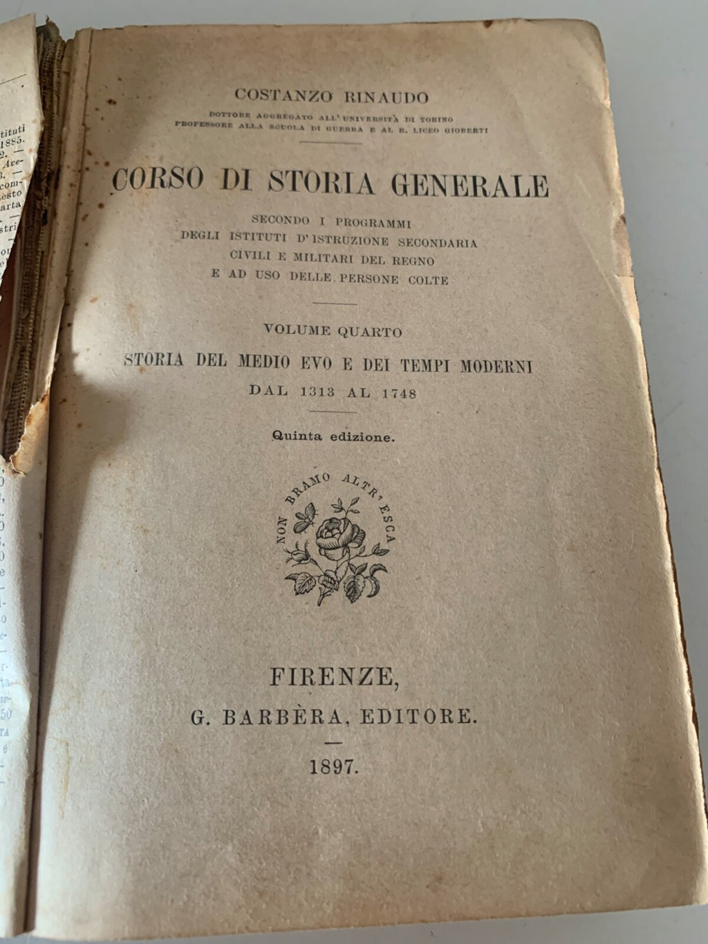 Livre Cours De Storia De Constance Rinaudo Antique 1897