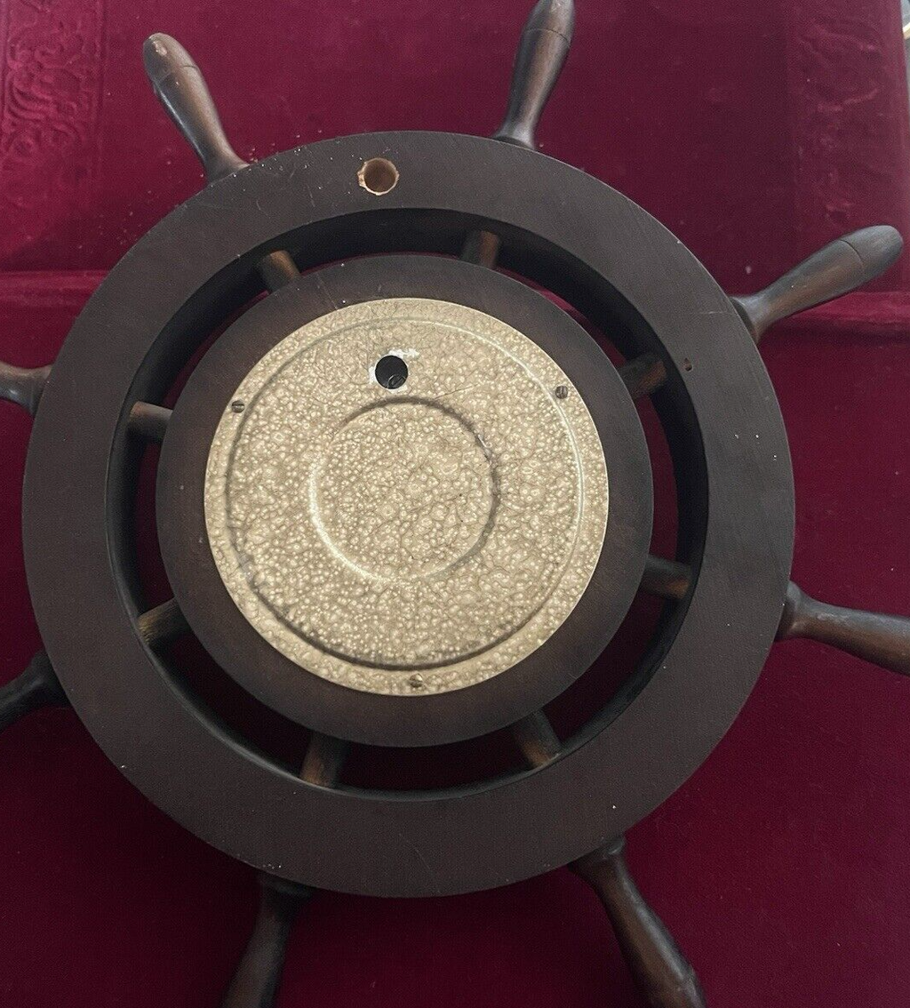 🔴 HUGER barometro timone legno meccanico a parete barca funziona vintage