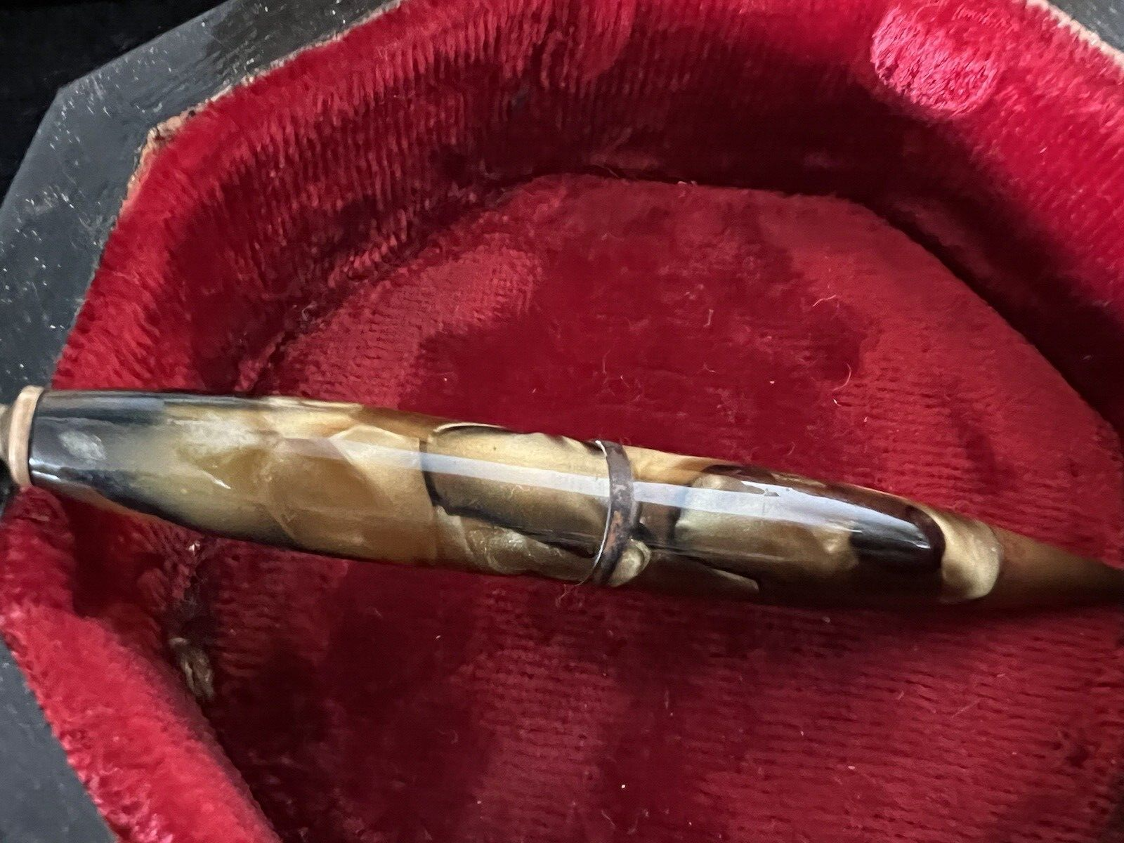 🔴 Matita meccanica celluloide MARMORIZZATA gancio ciondolo matita antica 1930