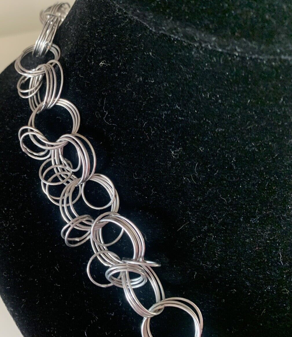 Collier, Collier Maria Cristina Sterling Tout en Argent Rhodié Et Cœurs 