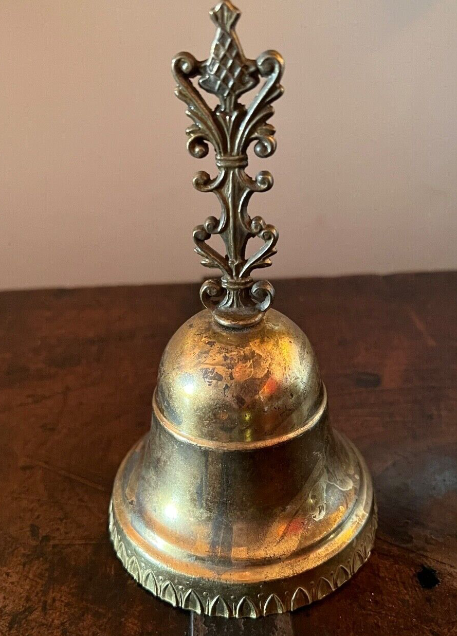 Sonnette Cloche Métal Dentelle Diamètre 9,5 Hauteur 16 Vintage