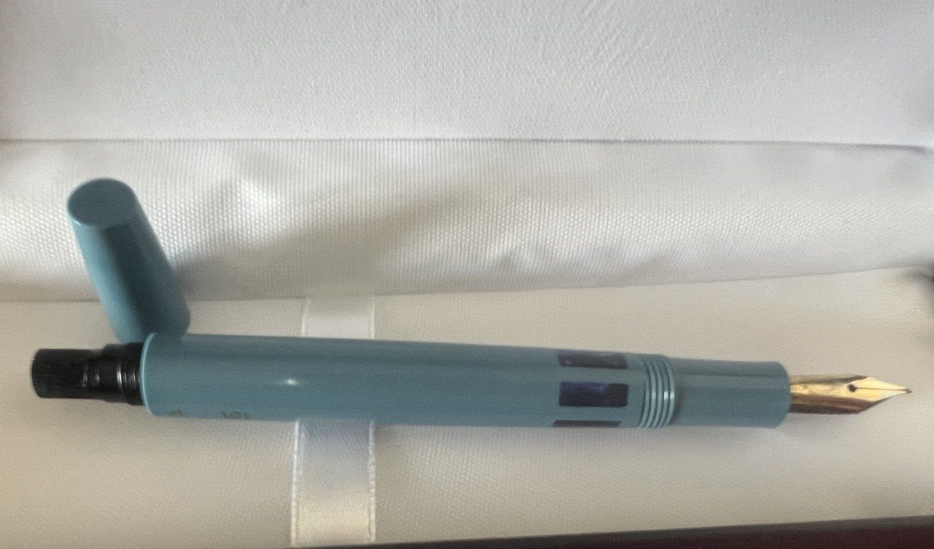 Original Bohler Stylo-Plume Stylo à Plume Bleu À Piston Écrit Vintage 1950