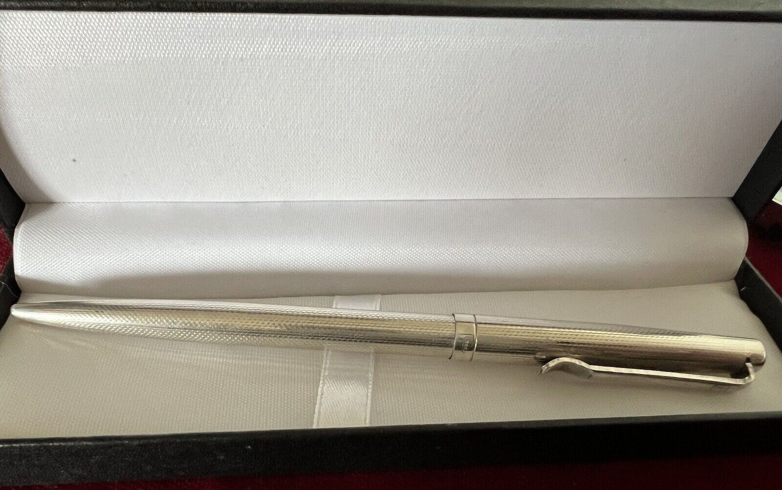 Stylo-Plume Sphère Argent Massif 925 Vagues Bas-Relief Guillocchè Vintage 10 