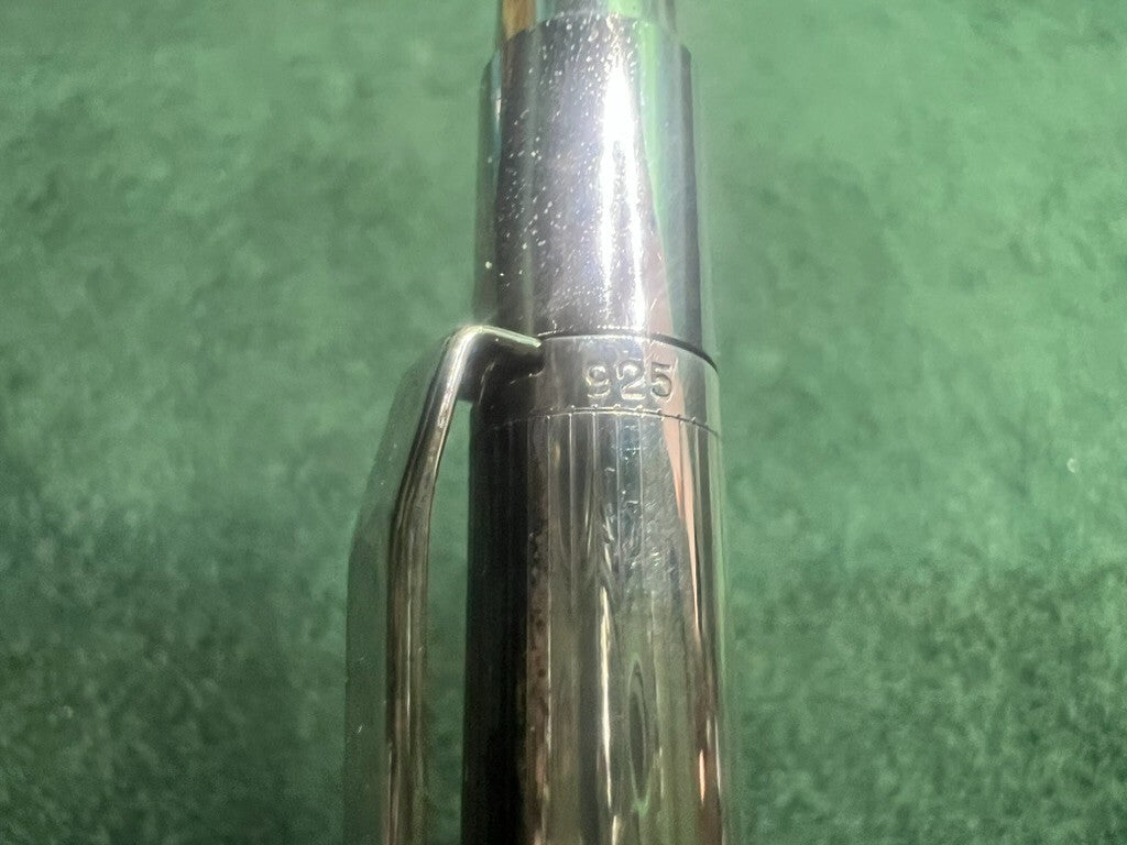 Stylo-Plume Sphère Argent 925 Mécanisme Bouton Snap Écrit Vintage